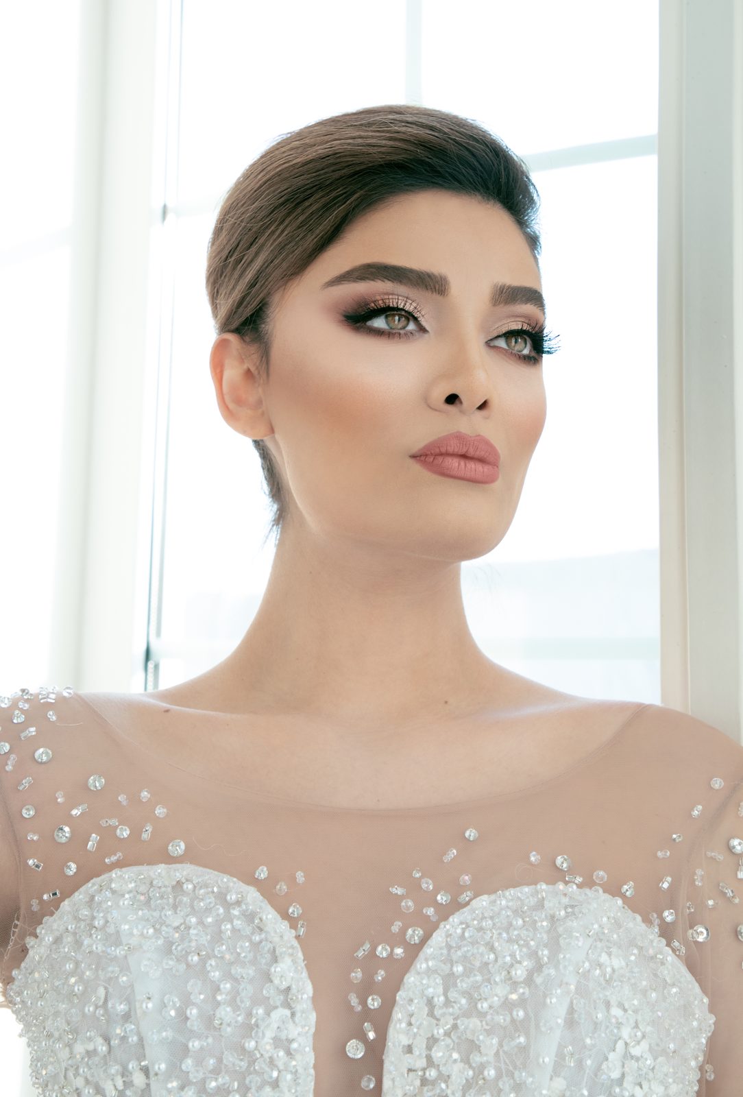 Bridal trial session in the makeup chair
